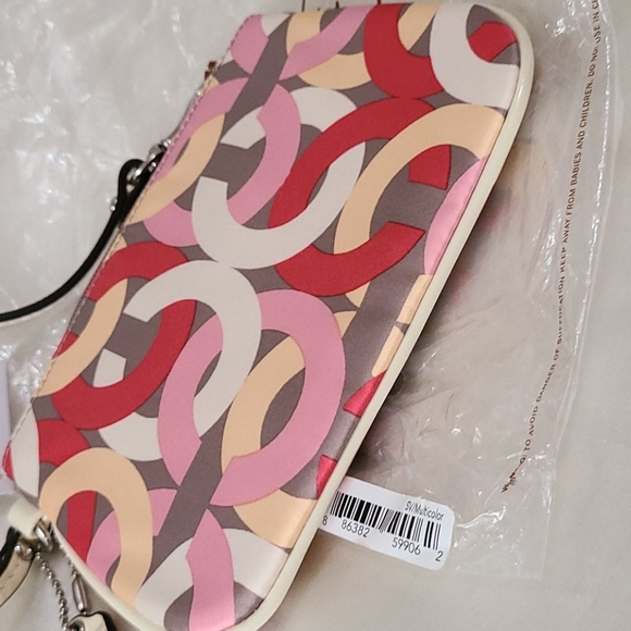 Coach Kristen Chain Link Print Sateen Wristlet - Picture 7 of 7